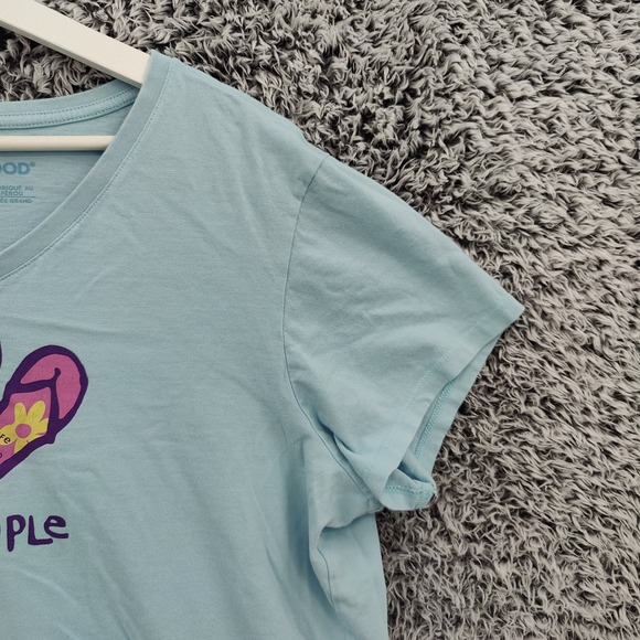 Life is Good Womens Coastal Beachy Crusher Tee XL Blue Wine Flip Flops Graphic - Picture 9 of 16